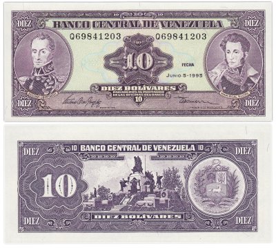 купить Венесуэла 10 боливар 1986 (1995) (Pick 61d)