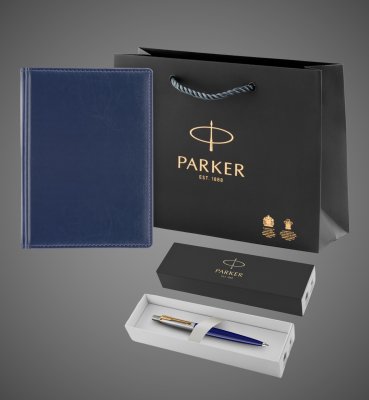 Купить Подарочный набор: Шариковая ручка Parker Jotter K160, цвет: Blue/GT, стержень: M, цвет чернил: blue, в подарочной упаковке и Ежедневник недатированный, Металлы: нержавеющая сталь, пластик, 2026 г.