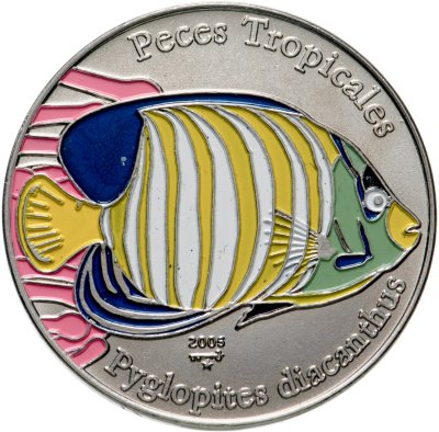 Купить Куба 1 песо (peso) 2005  Тропические рыбы - Королевский ангел (Pygoplites diacanthus)