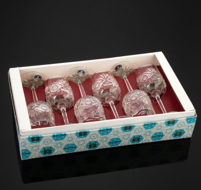 купить Набор из шести бокалов в оригинальной коробке, хрусталь, Bohemia Crystal, Чехословакия, 1960-1990 гг.