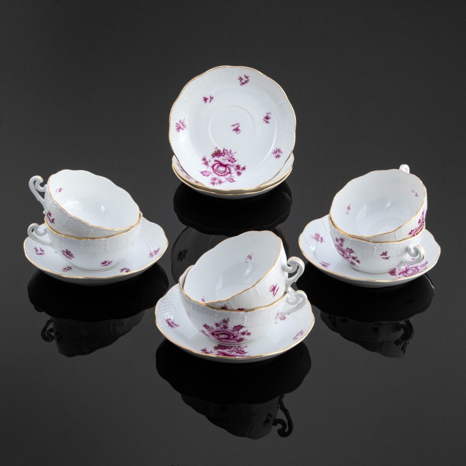 Набор чайных пар на 6 персон "Nanking bouquet" с цветочным декором в ...