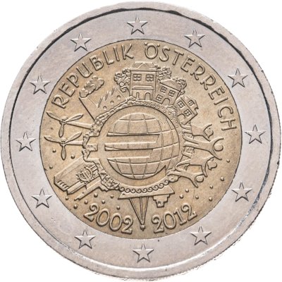 купить Австрия 2 евро 2012 "10 лет евро"