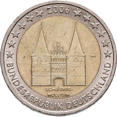 купить Германия 2 евро (euro) 2006 "Федеральные земли Германии: Шлезвиг-Гольштейн - Голштинские ворота в Любеке" J