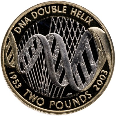 купить Великобритания 2 фунта (pounds) 2003 50 лет открытию структуры ДНК