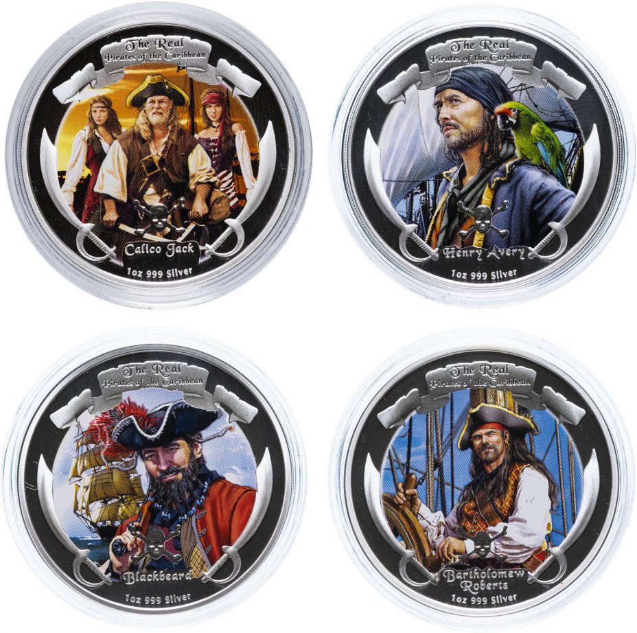 купить Ниуэ набор монет 2 доллара 2011 "Пираты Карибского моря" (4 монеты)
