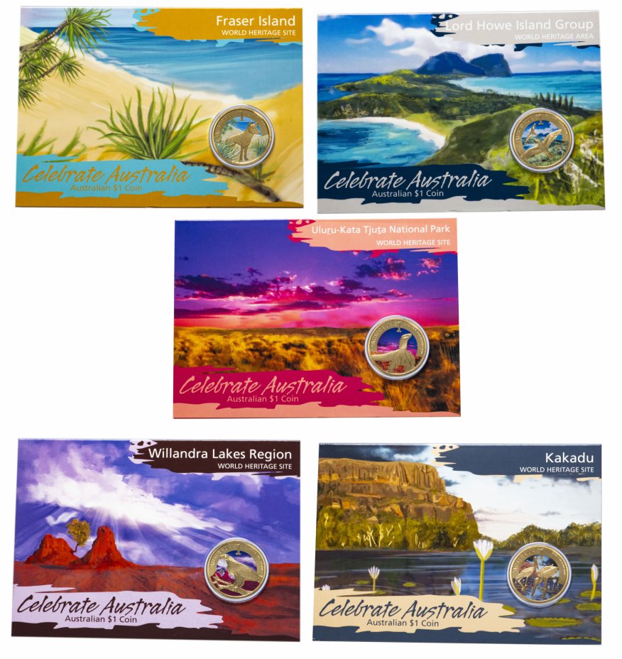 купить Австралия 1 доллар 2012 года набор из 5 ти монет "Национальные парки Австралии" в буклете