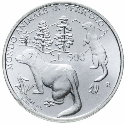 купить Сан-Марино 500 лир (lire) 1993 "Лесные хорьки"