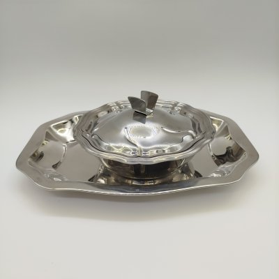 купить Набор сервировочный(террина и поднос) в классическом стиле, сталь, Европа, 1990-2010 гг.