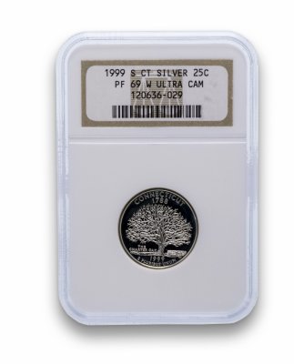 купить США 25 центов (квотер, 1/4 доллара, quarter dollar) 1999 Коннектикут в слабе NGC PF69 UCAM
