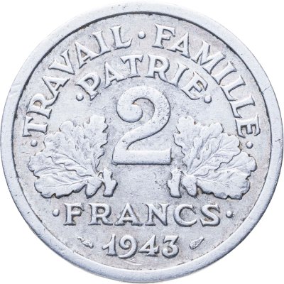 купить Франция 2 франка (francs) 1943 без обозначения монетного двора