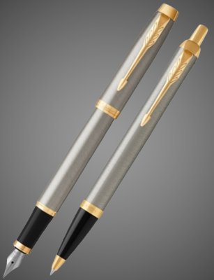 купить Набор Parker: Перьевая и Шариковая ручка Parker IM Core Brushed Metal GT, Металлы: латунь, пластик, позолота, сталь, 2026 г.