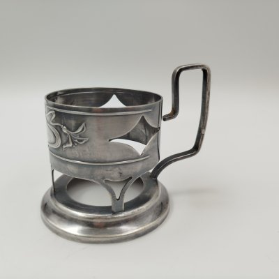 купить Подстаканник в стиле Модерн, мНЦ (медь-никель-цинк), Киевский завод столовых приборов и посуды им. Дзержинского (ЗiД, ЗиД), СССР, 1950-1962 гг.