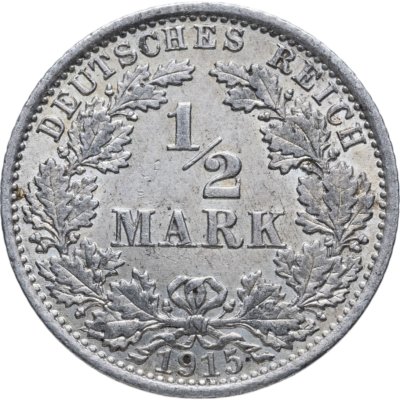 купить Германия 1/2 марки (mark) 1915 Знак монетного двора: "A" - Берлин