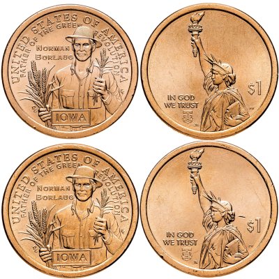 купить [ПОДАРОК!] США набор из 2 монет 1 доллар 2026 "Айова. Норман Борлоуг, отец Зелёной революции" P+D