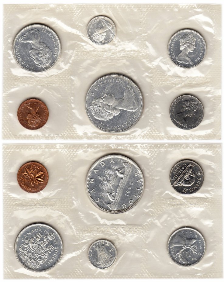 купить Канада официальный годовой набор монет 1965 года (6 монет в запайке)