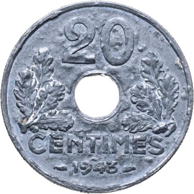 купить Франция 20 сантимов (centimes) 1943