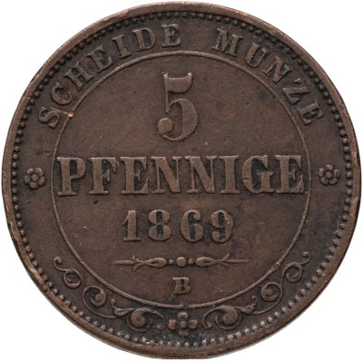 купить Германия, Саксония 5 пфеннигов 1869