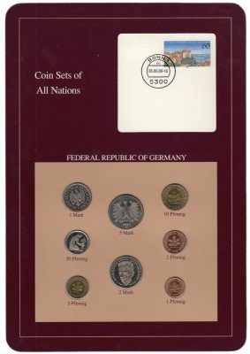 Купить Серия "Наборы монет всех стран мира" - Германия (ФРГ) (набор из 8 монет и 1 марки в буклете)