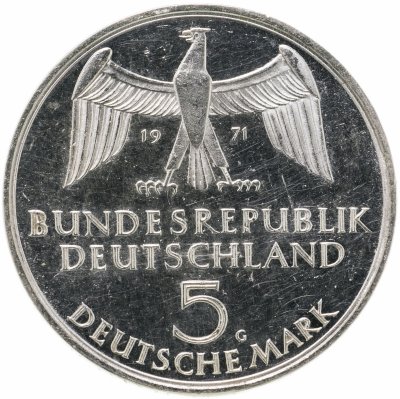 купить Германия 5 марок (deutsche mark) 1971 100 лет объединению Германии в 1871 году