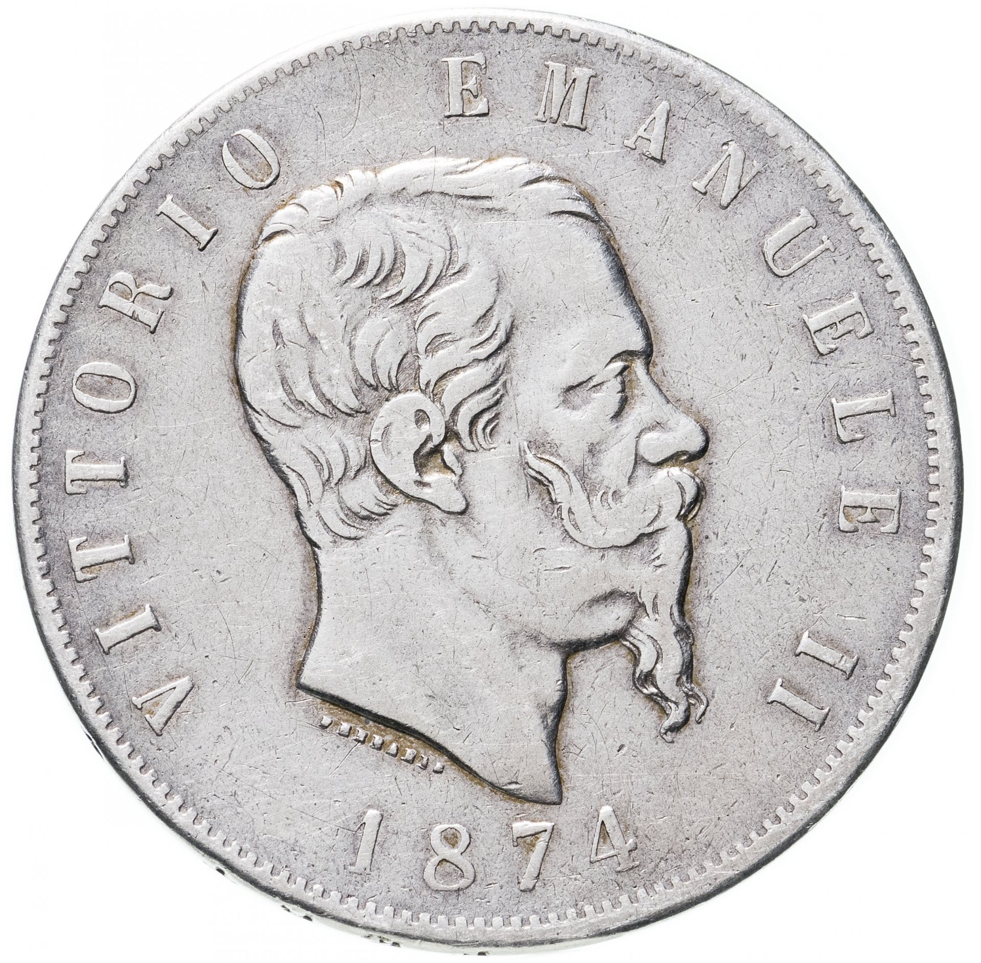 Монета Италия 5 лир 1874 стоимостью 3901 руб.