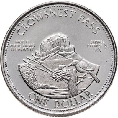 купить Канада, провинция Альберта, монетовидный жетон 1 доллар 1990 "Bellevue mine - Crowsnest Pass"