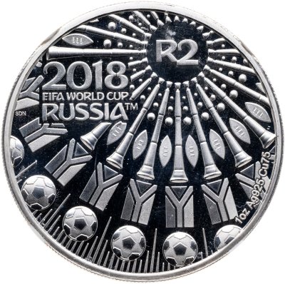 купить ЮАР 2 рэнда 2018 "Чемпионат мира по футболу 2018, Россия" в слабе с сертификатом