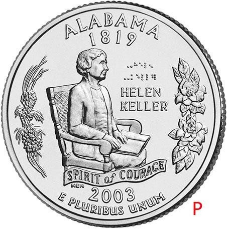 купить США 25 центов (квотер) 2003 P — штат Алабама