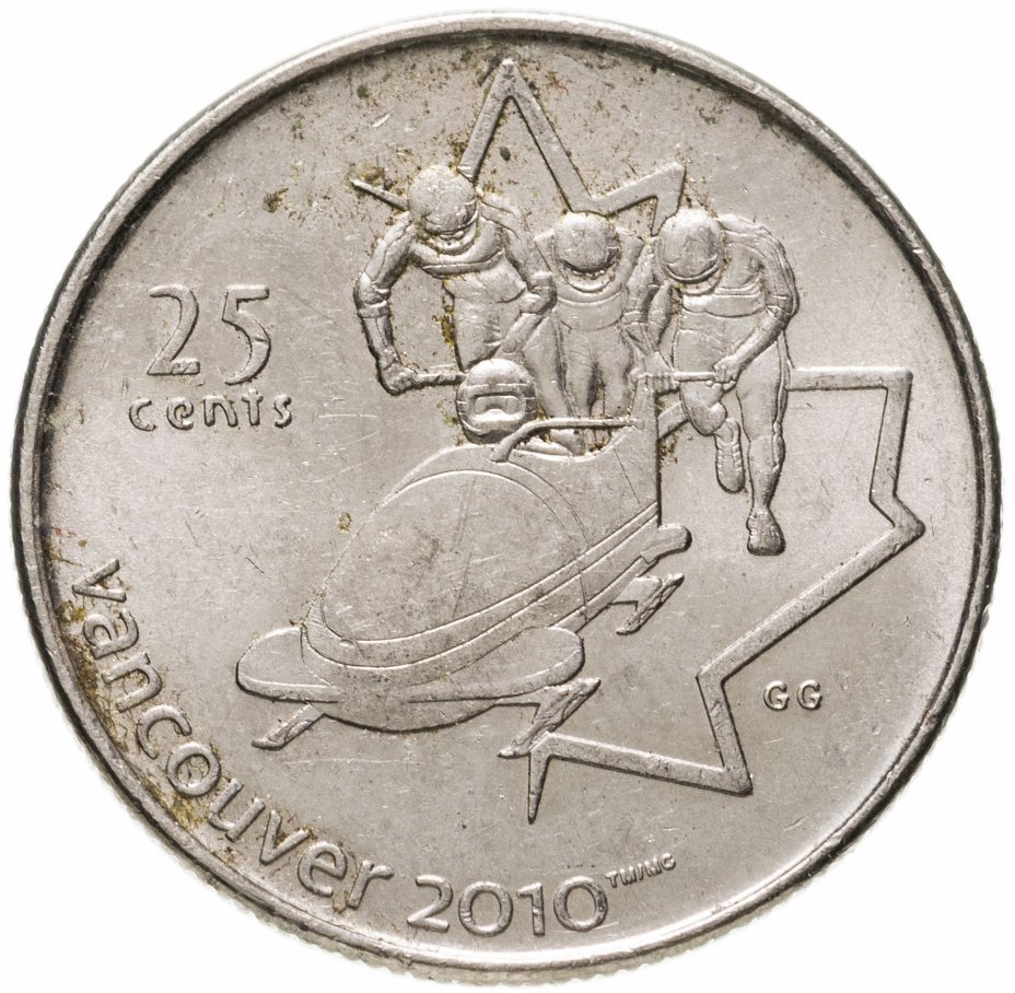 купить Канада 25 центов (cents) 2008 "XXI зимние Олимпийские Игры, Ванкувер 2010 - Бобслей"