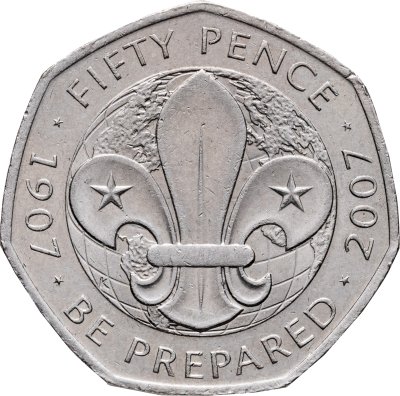 купить Великобритания 50 пенсов 2007 "100 лет со дня основания Скаутского движения"