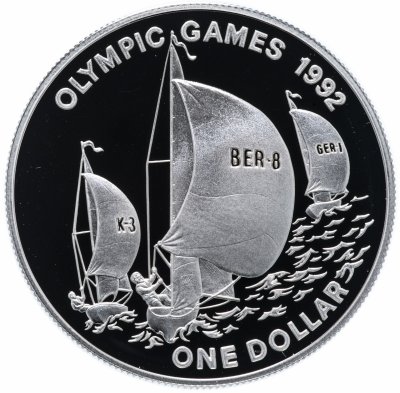 купить Бермуды 1 доллар 1992 "XXV летние Олимпийские игры, Барселона: Парусный спорт"