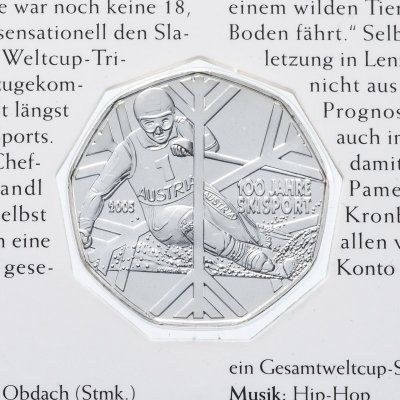 купить Австрия 5 евро 2005 "100 лет Лыжному спорту"