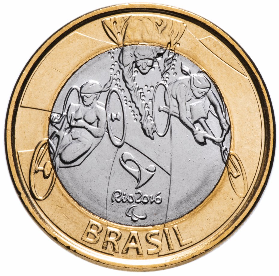 купить Бразилия 1 real (реал) 2014 "XXXI летние Олимпийские Игры, Рио-де-Жанейро 2016 paratriathlon (паратриатлон)"