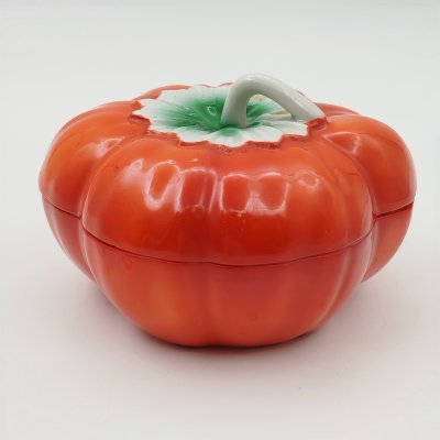купить Маслёнка "Помидор", фарфор, крытьё, аэрография, Дмитровский фарфоровый завод (ДФЗ Вербилки), СССР, 1954-1965 гг.
