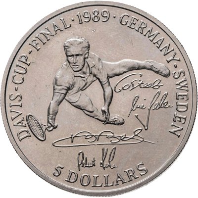 купить Ниуэ 5 долларов (dollars) 1989 "Кубок Дэвиса 1989"