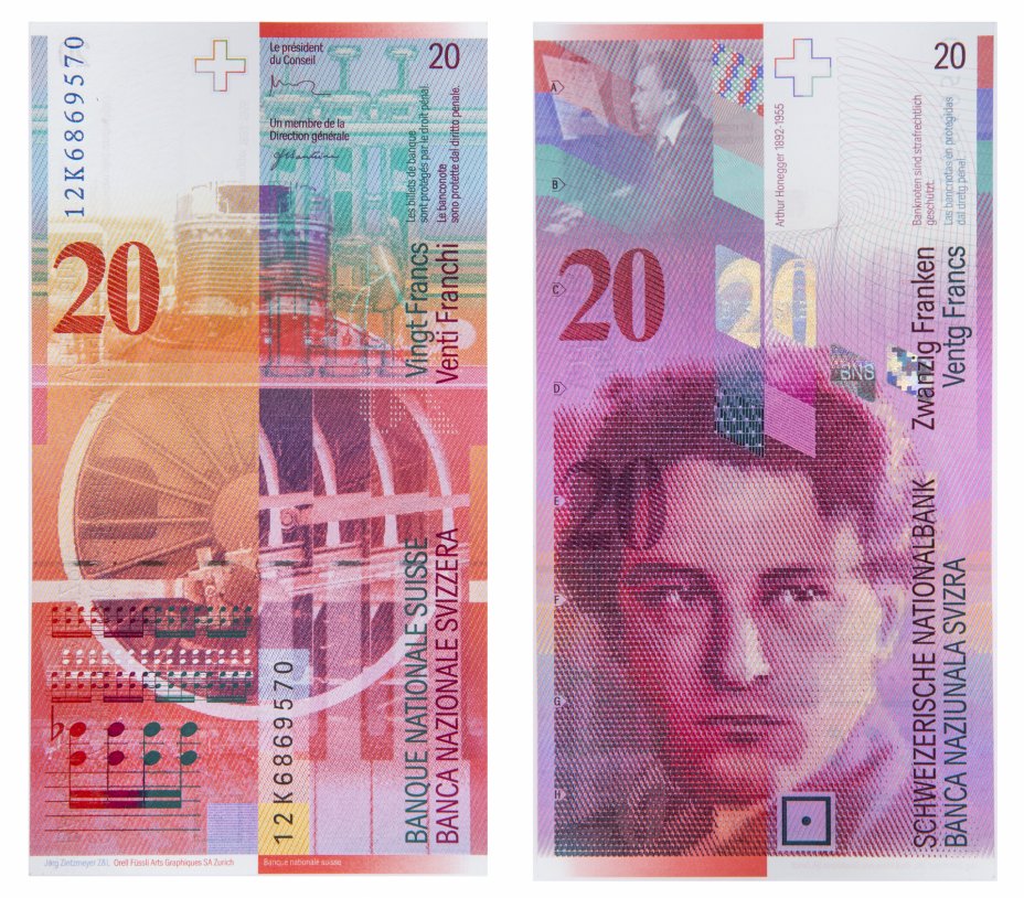 купить Швейцария 20 франков 2012 (Pick 69f(2))