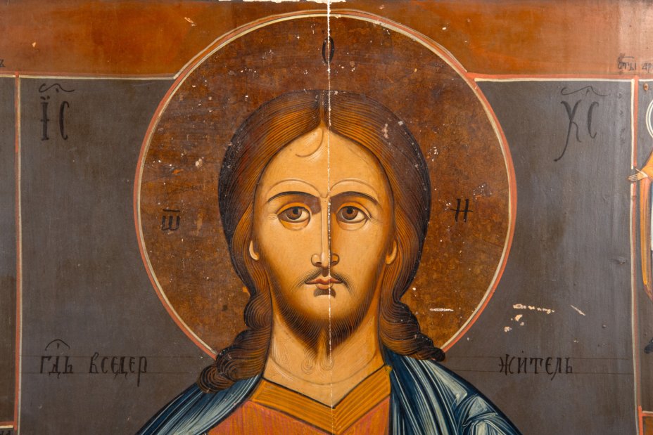 Икона "Господь Вседержитель" с избранными святыми на полях (св. Иоанн ...