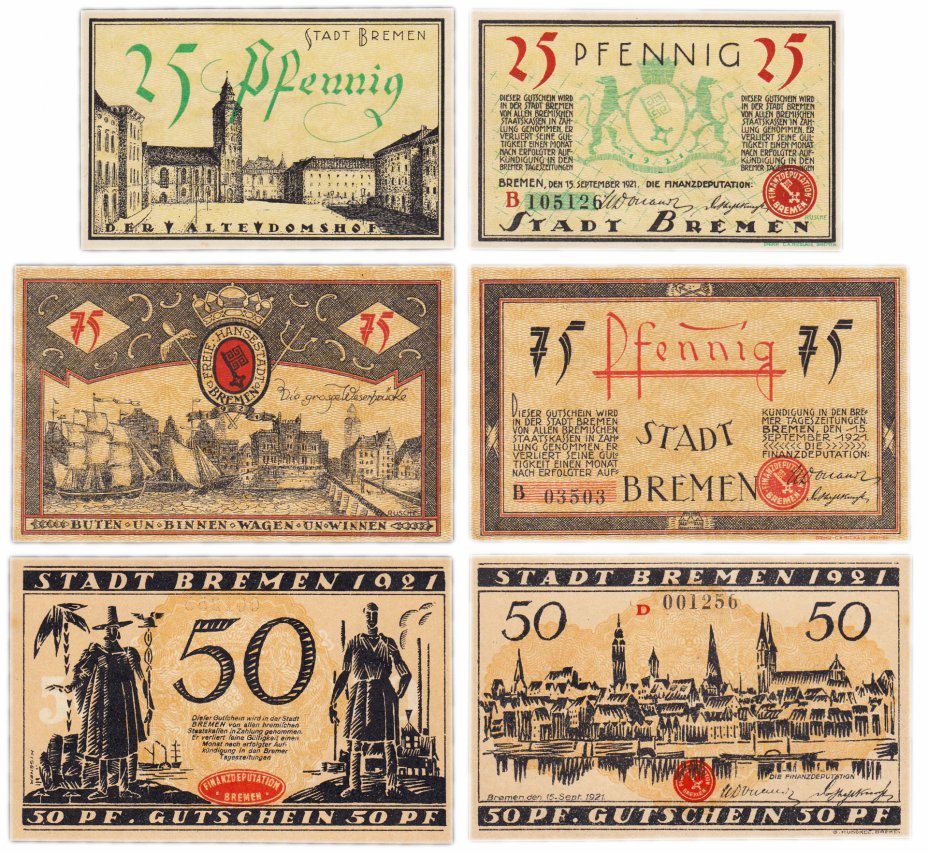 купить Германия (Бремен: Бремен) набор из 3-х нотгельдов 1921