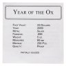 Купить Острова Кука 25 долларов 2009 "Год быка" в футляре с сертификатом