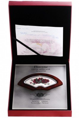 купить Острова Кука 5 долларов 2008 "Пионы - цветы небесной красоты" (в упаковке, с сертификатом)