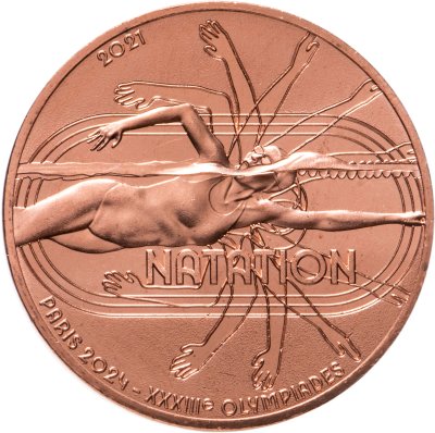 Купить Франция 1/4 евро (euro) 2021 Олимпийские игры в Париже 2024 - Плавание