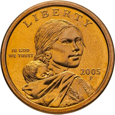 купить США 1 доллар (dollar) 2005 "Sacagawea dollar (Сакагавея доллар - парящий орёл)", знак монетного двора "P" - Филадельфия