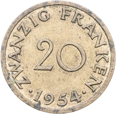 купить Саар 20 франков (francs) 1954
