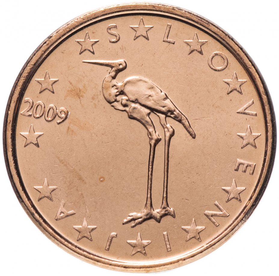 купить Словения 1 евро цент (cent) 2009 "Белый аист"