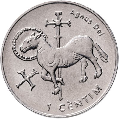 купить Андорра 1 сантим (centime) 2002 "Агнец Божий"