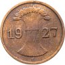 Купить Германия 1 рейхспфенниг (reichspfennig) 1927 E  знак монетного двора "E" — Мульденхюттен