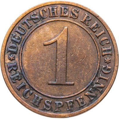 купить Германия 1 рейхспфенниг (reichspfennig) 1927 E знак монетного двора "E" — Мульденхюттен