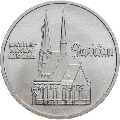 купить Германия (ГДР) 5 марок 1989 500 лет со дня рождения Томаса Мюнцера, Церковь Св. Екатерины в Цвиккау