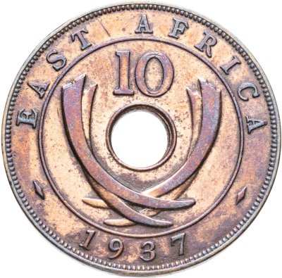 купить Британская Восточная Африка 10 центов (cents) 1937 без обозначения монетного двора