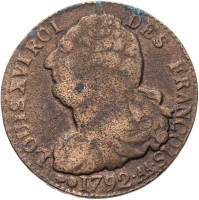 купить Франция 2 соля 1792 Людовик XVI