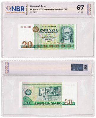 купить Германия 20 марок 1975 в слабе NBR UNC 67
